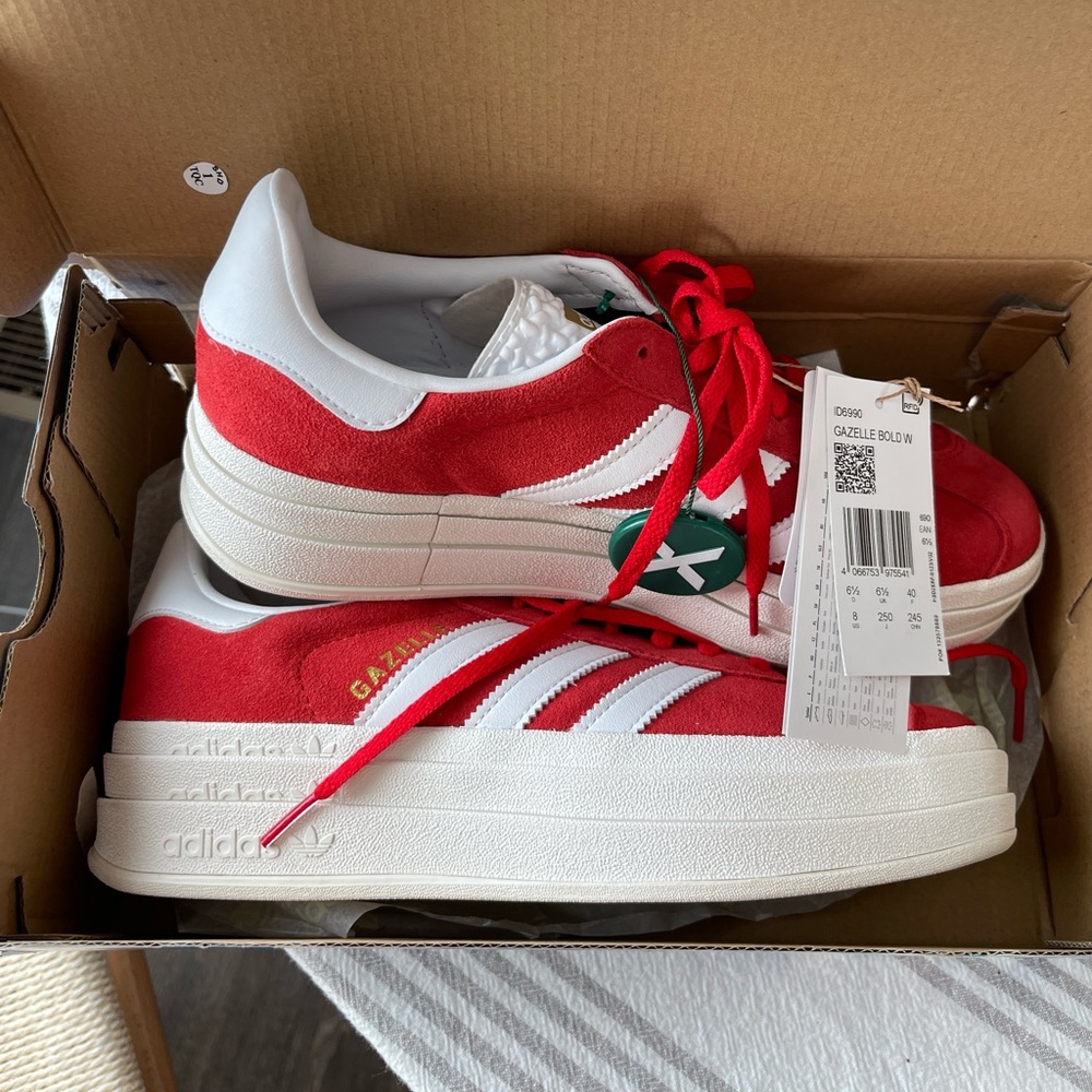 Red Adidas Gazelle Bold Sneaker